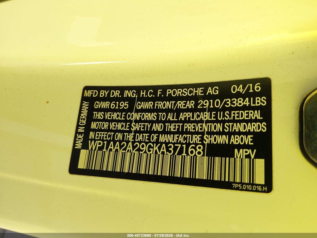 WP1AA2A29GKA37168 2016 PORSCHE CAYENNE photo no. 9