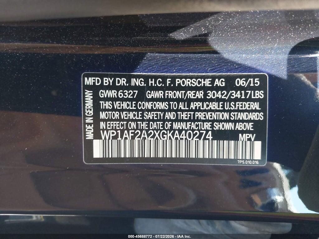 WP1AF2A2XGKA40274 2016 PORSCHE CAYENNE photo no. 9