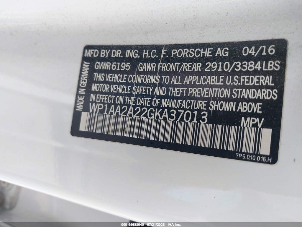 WP1AA2A22GKA37013 2016 PORSCHE CAYENNE photo no. 9