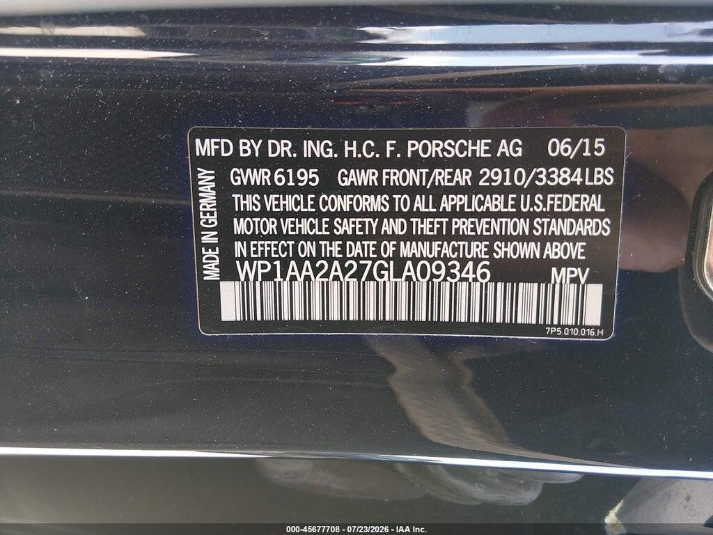 WP1AA2A27GLA09346 2016 PORSCHE CAYENNE photo no. 9