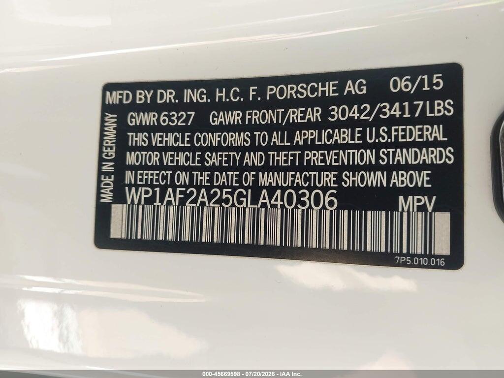 WP1AF2A25GLA40306 2016 PORSCHE CAYENNE photo no. 9
