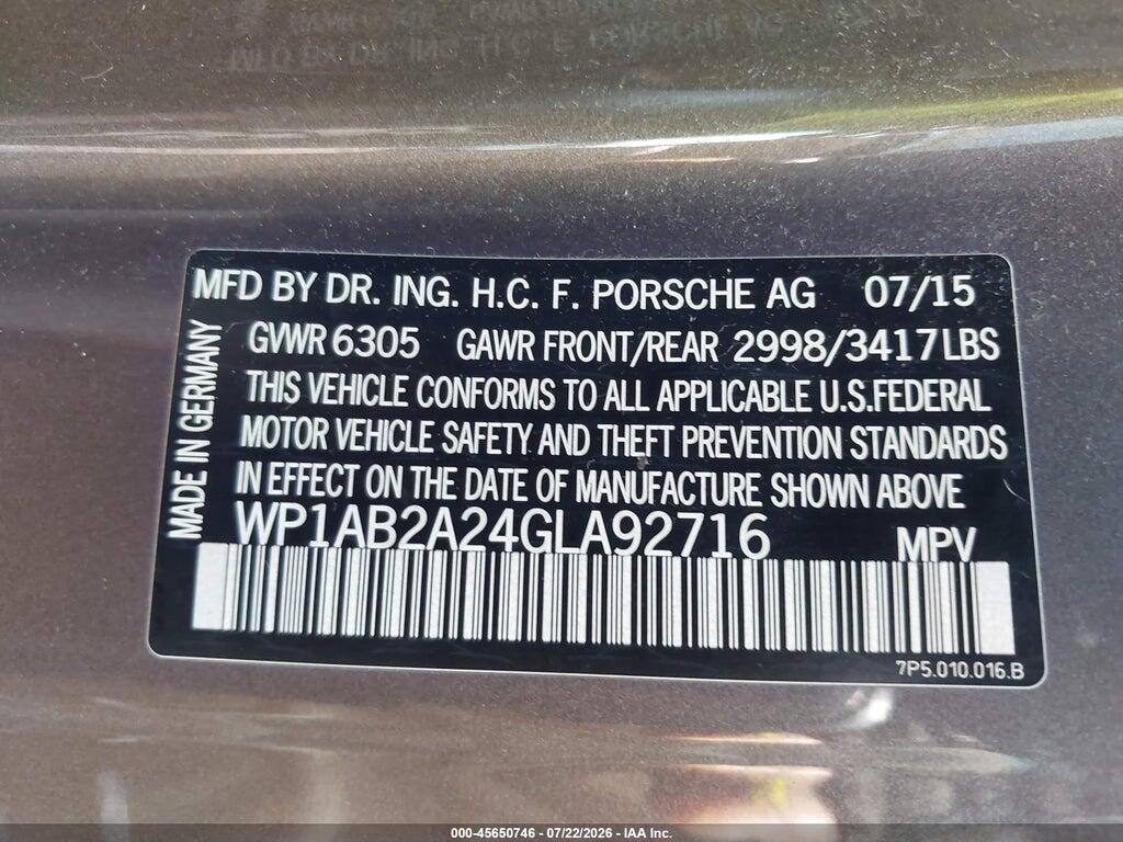 WP1AB2A24GLA92716 2016 PORSCHE CAYENNE photo no. 9