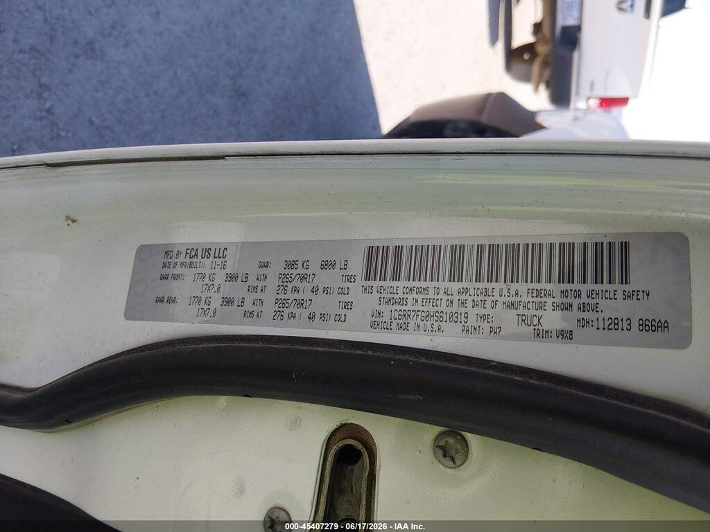 1C6RR7FG0HS610319 2017 RAM 1500 photo no. 9