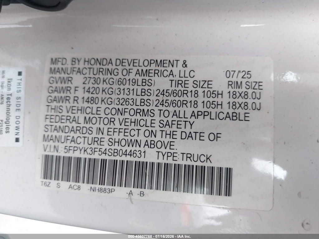 5FPYK3F54SB044631 2025 HONDA RIDGELINE photo no. 9