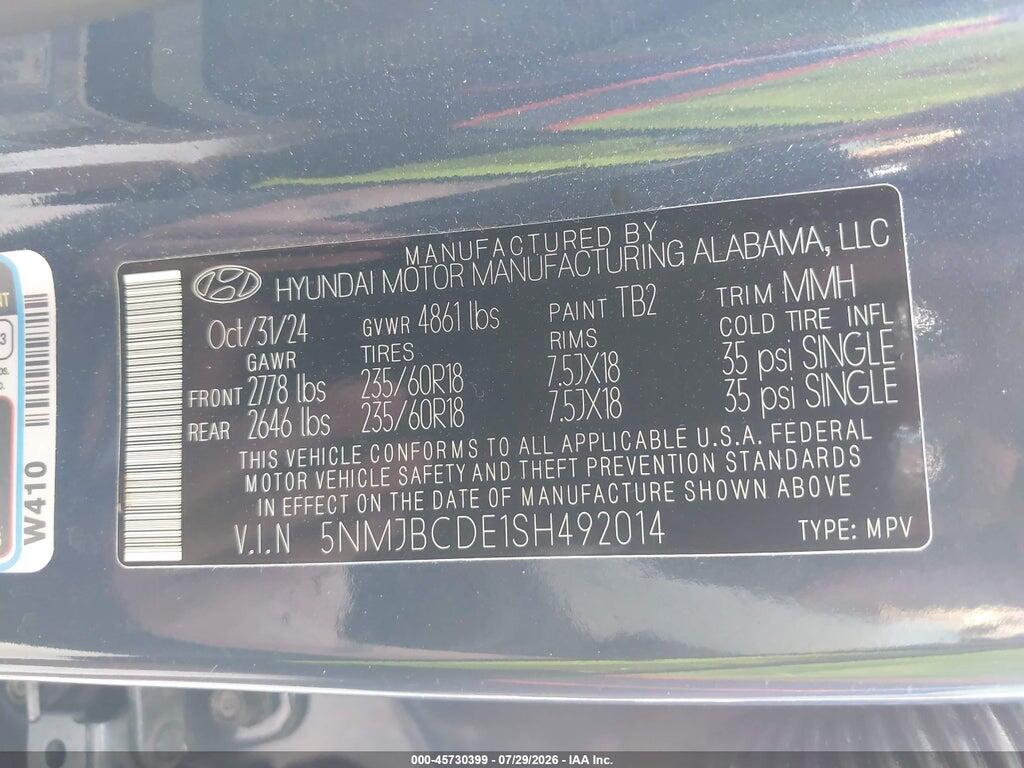 5NMJBCDE1SH492014 2025 HYUNDAI TUCSON photo no. 9