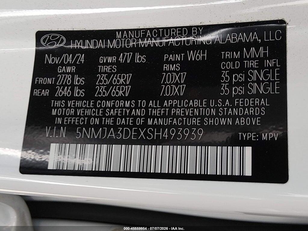 5NMJA3DEXSH493939 2025 HYUNDAI TUCSON photo no. 9