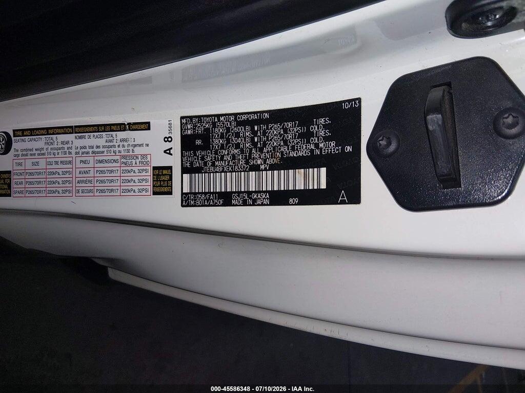 JTEBU4BFXEK183372 2014 TOYOTA FJ CRUISER photo no. 9