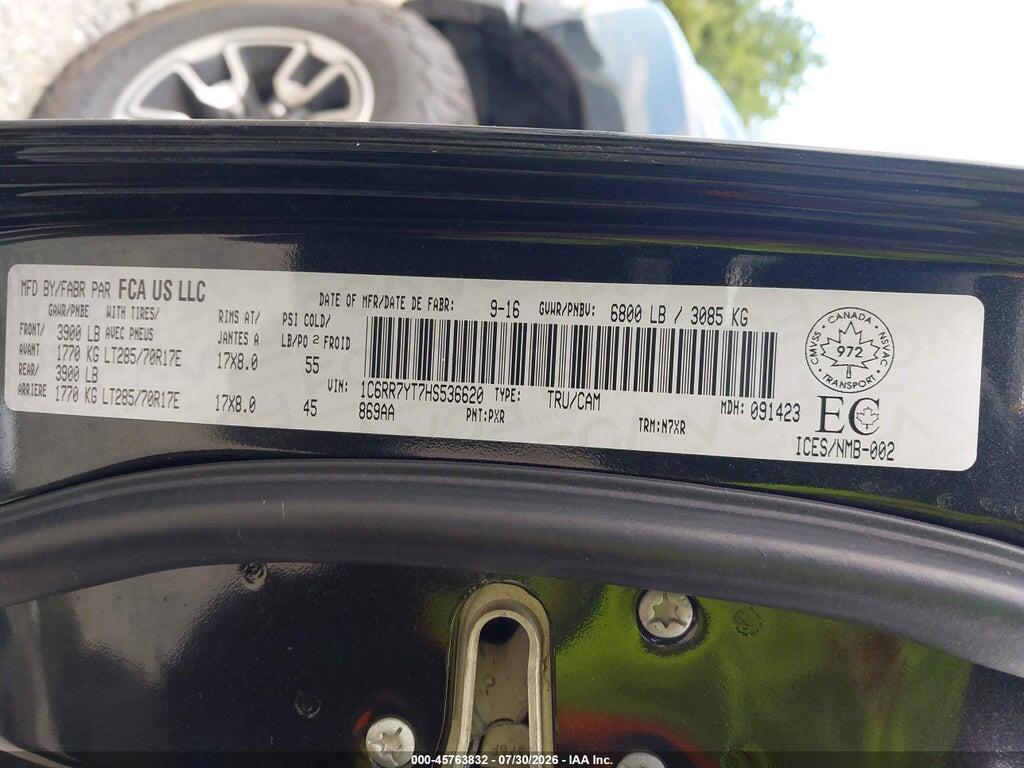 1C6RR7YT7HS536620 2017 RAM 1500 photo no. 9