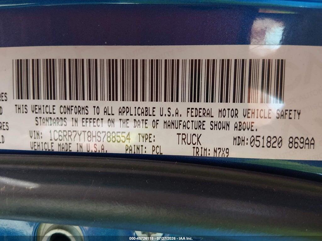 1C6RR7YT8HS788554 2017 RAM 1500 photo no. 9