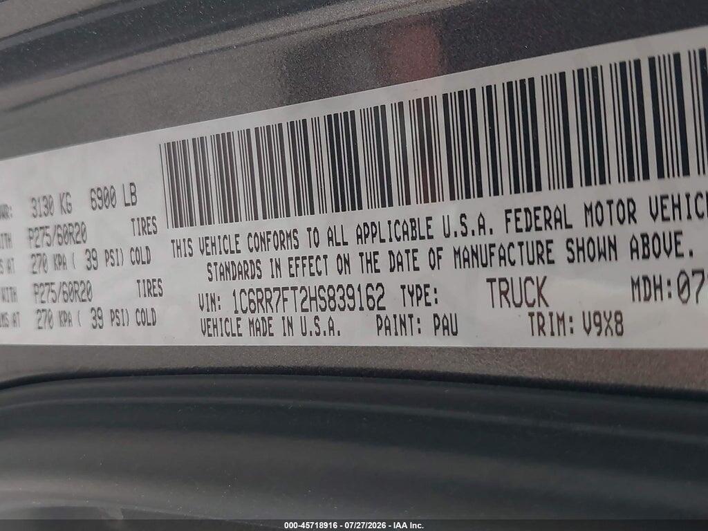 1C6RR7FT2HS839162 2017 RAM 1500 photo no. 9
