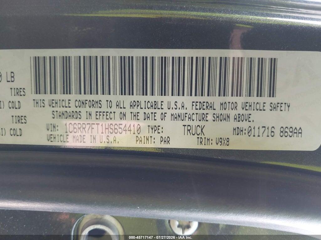 1C6RR7FT1HS654410 2017 RAM 1500 photo no. 9