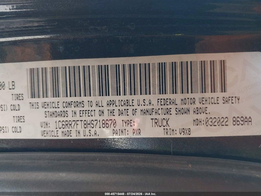 1C6RR7FT8HS718670 2017 RAM 1500 photo no. 9