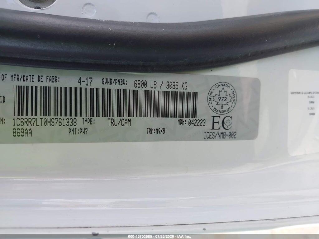 1C6RR7LT0HS761338 2017 RAM 1500 photo no. 9