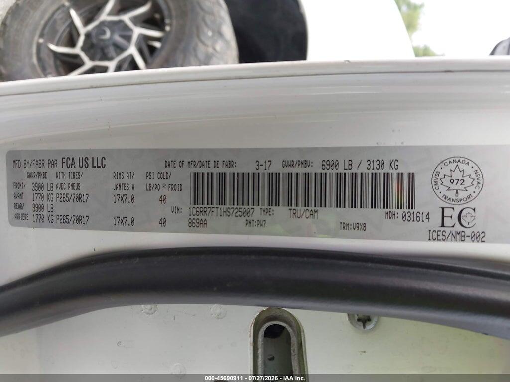 1C6RR7FT1HS725007 2017 RAM 1500 photo no. 9