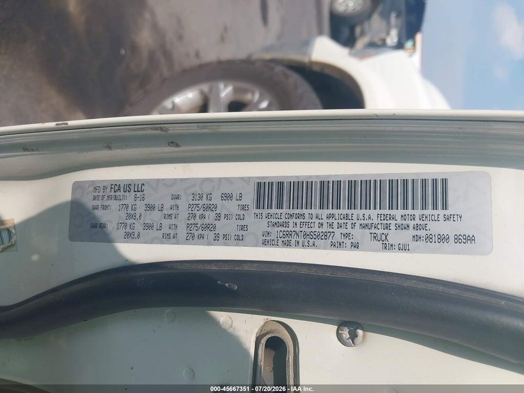 1C6RR7NT0HS502877 2017 RAM 1500 photo no. 9