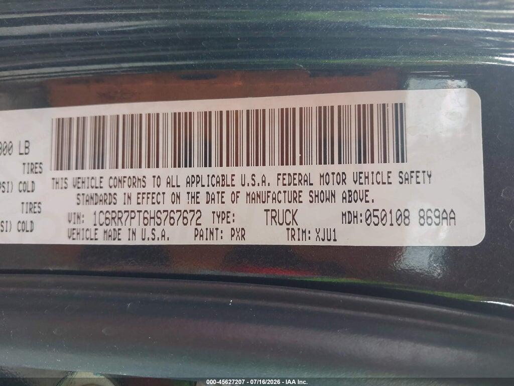 1C6RR7PT6HS767672 2017 RAM 1500 photo no. 9