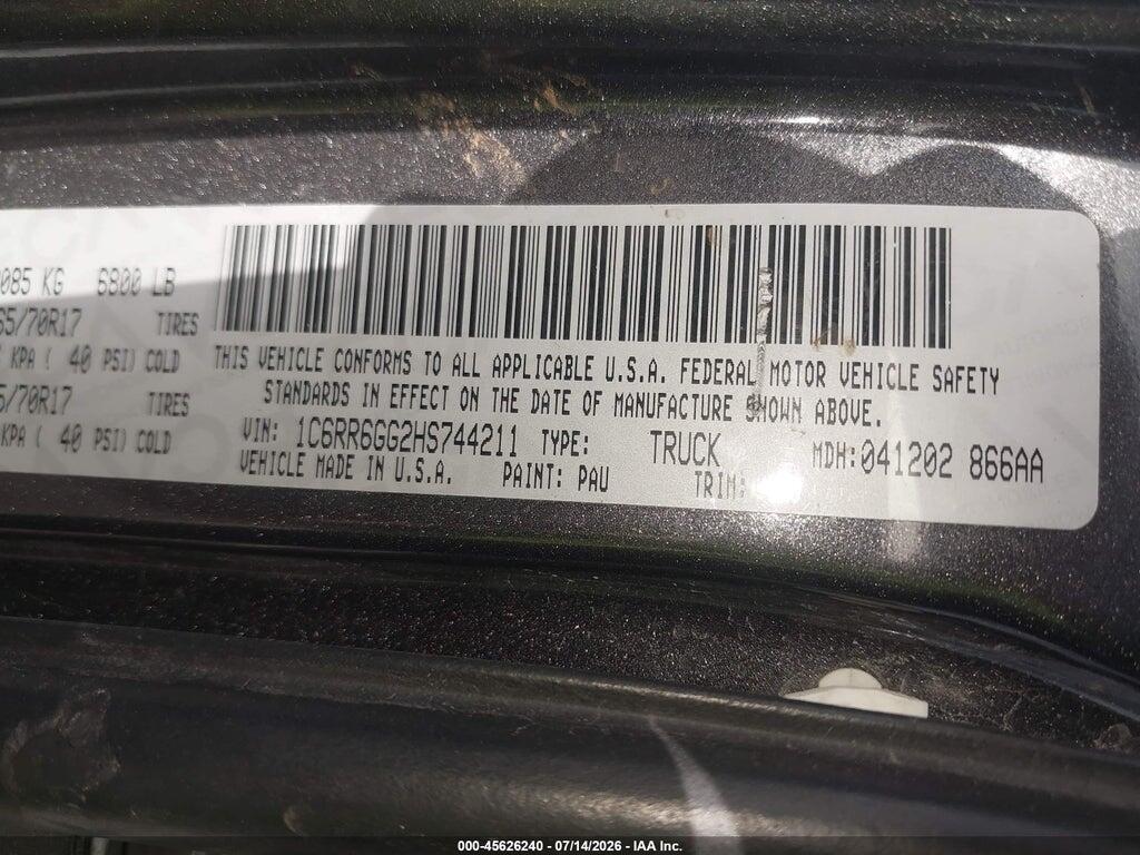 1C6RR6GG2HS744211 2017 RAM 1500 photo no. 9