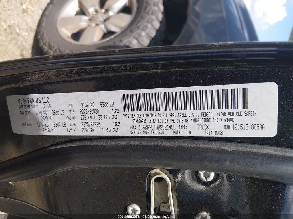 1C6RR7LT9HS621496 2017 RAM 1500 photo no. 9