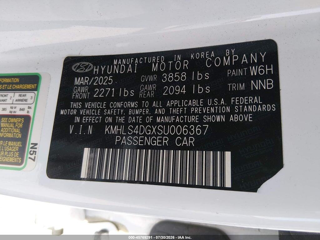 KMHLS4DGXSU006367 2025 HYUNDAI ELANTRA photo no. 9