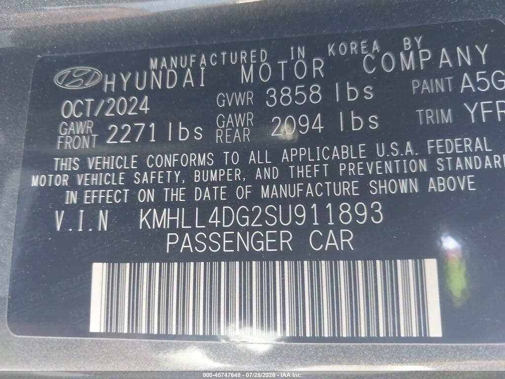 KMHLL4DG2SU911893 2025 HYUNDAI ELANTRA photo no. 9