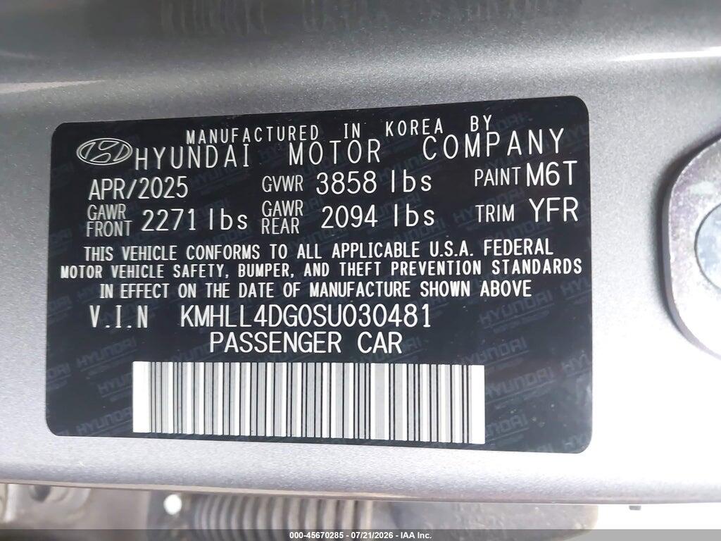 KMHLL4DG0SU030481 2025 HYUNDAI ELANTRA photo no. 9