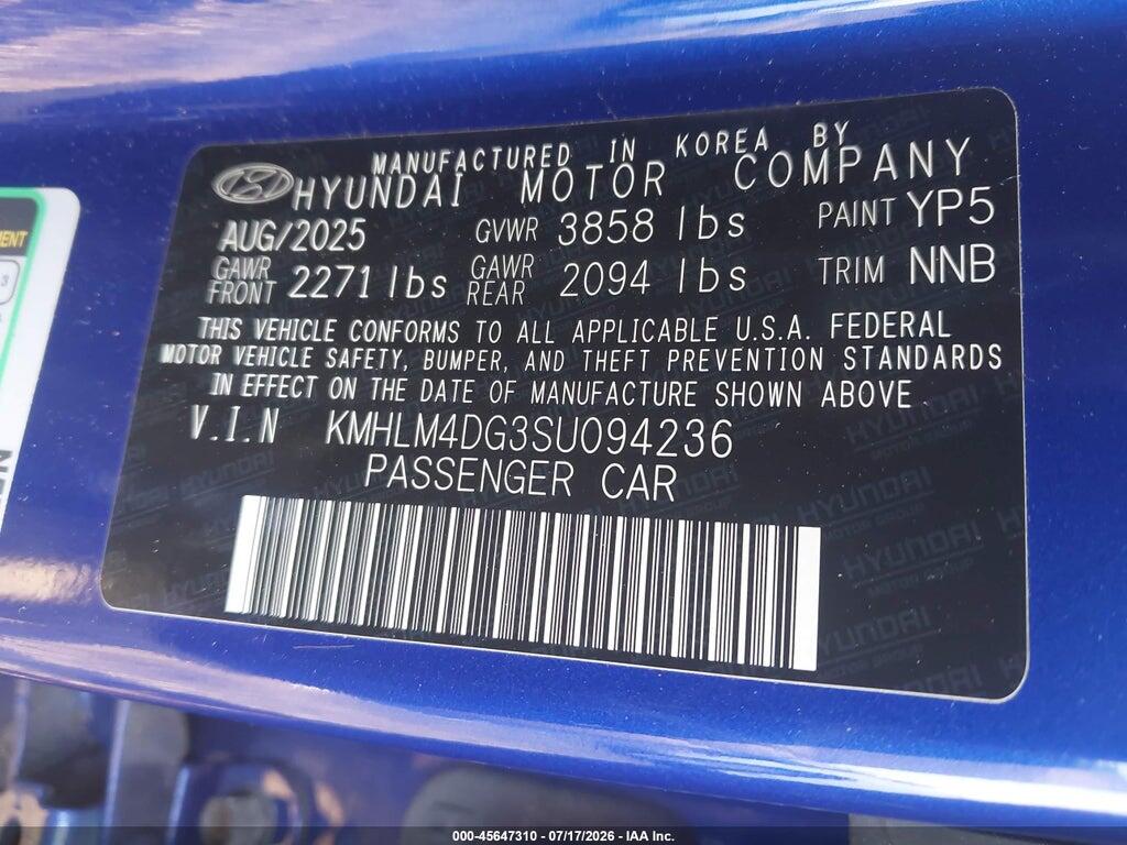 KMHLM4DG3SU094236 2025 HYUNDAI ELANTRA photo no. 9