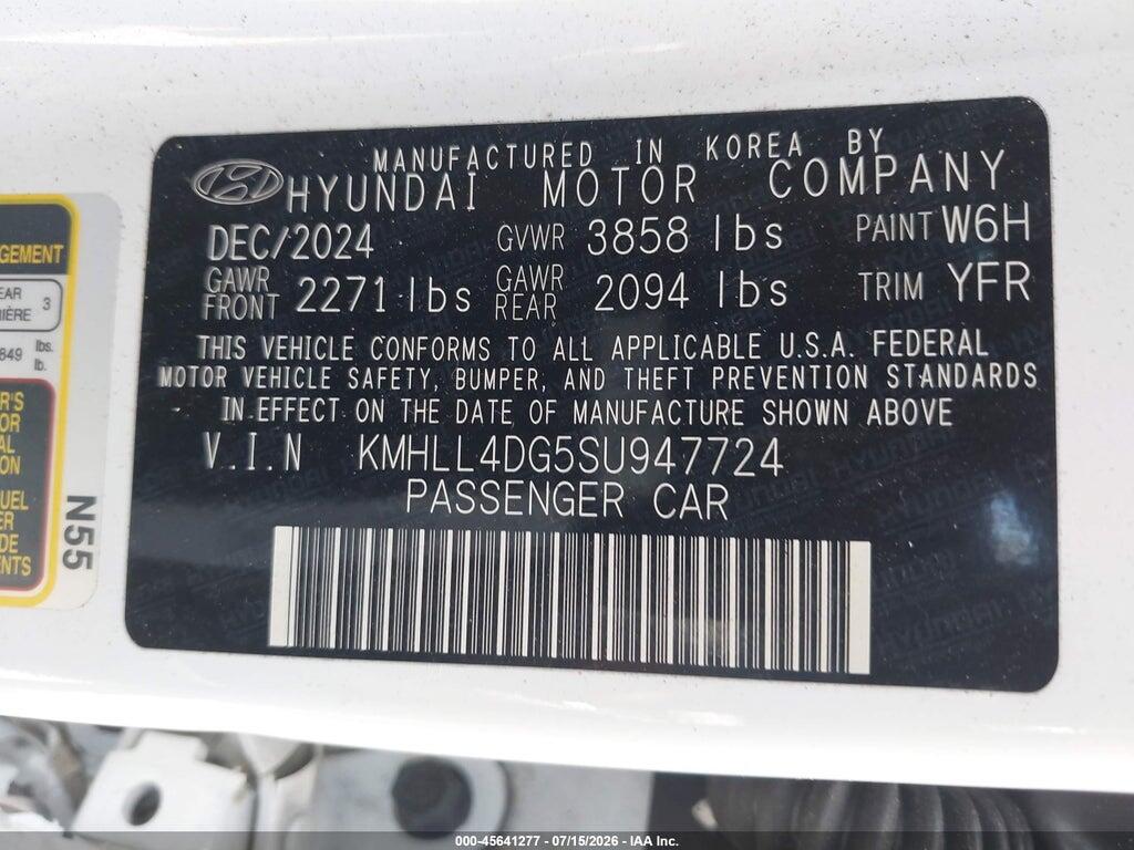 KMHLL4DG5SU947724 2025 HYUNDAI ELANTRA photo no. 9