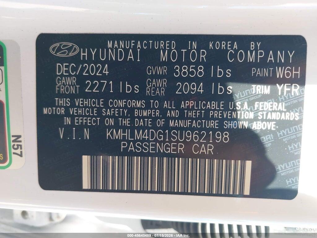 KMHLM4DG1SU962198 2025 HYUNDAI ELANTRA photo no. 9