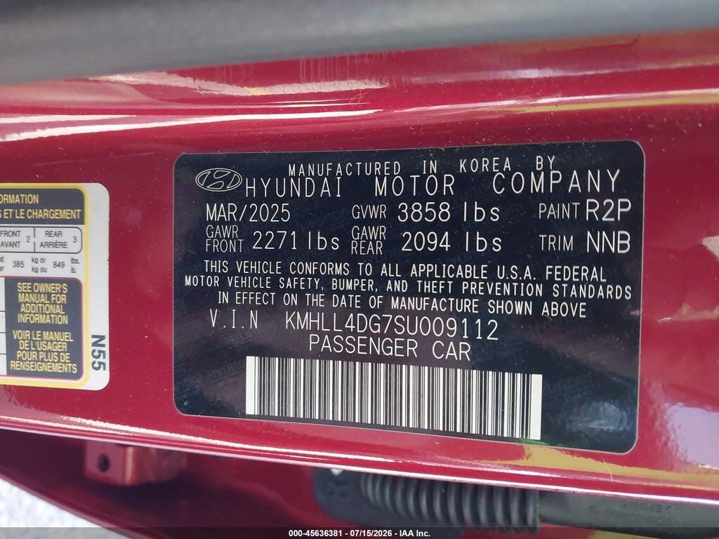 KMHLL4DG7SU009112 2025 HYUNDAI ELANTRA photo no. 9