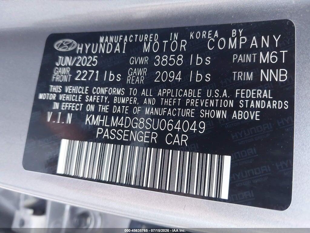 KMHLM4DG8SU064049 2025 HYUNDAI ELANTRA photo no. 9