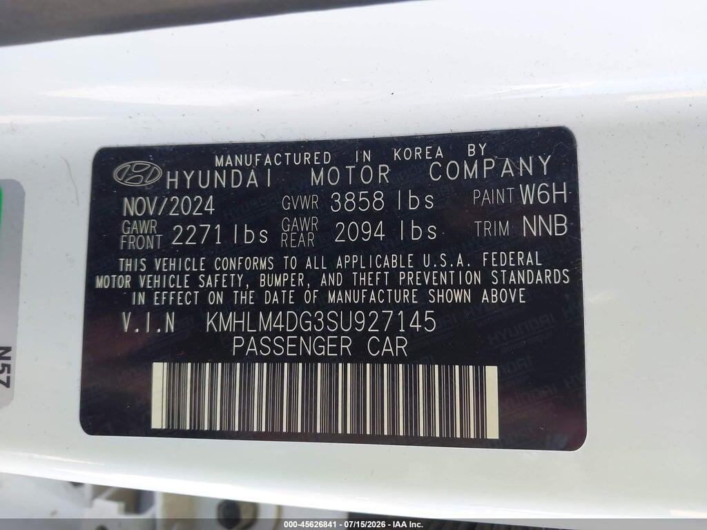 KMHLM4DG3SU927145 2025 HYUNDAI ELANTRA photo no. 9