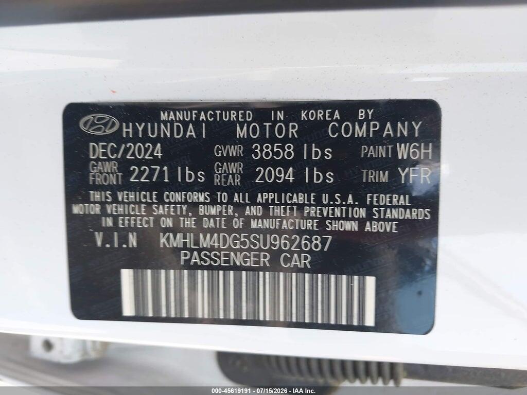 KMHLM4DG5SU962687 2025 HYUNDAI ELANTRA photo no. 9