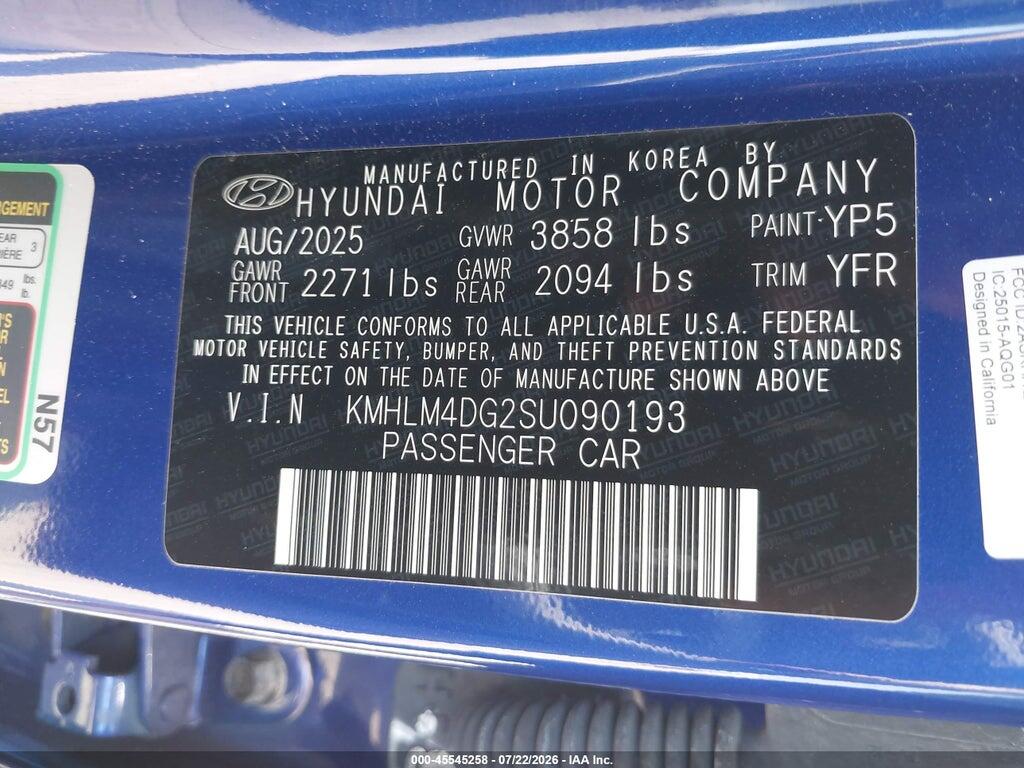 KMHLM4DG2SU090193 2025 HYUNDAI ELANTRA photo no. 9