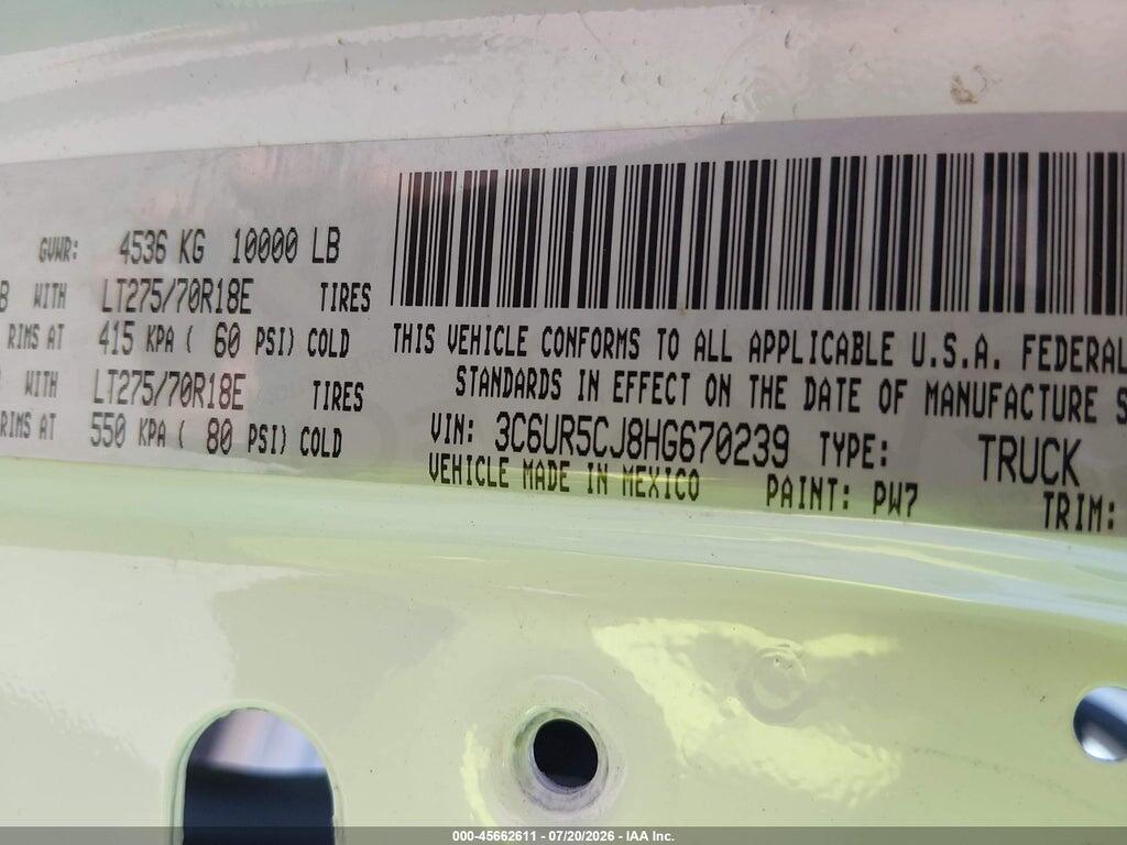 3C6UR5CJ8HG670239 2017 RAM 2500 photo no. 9