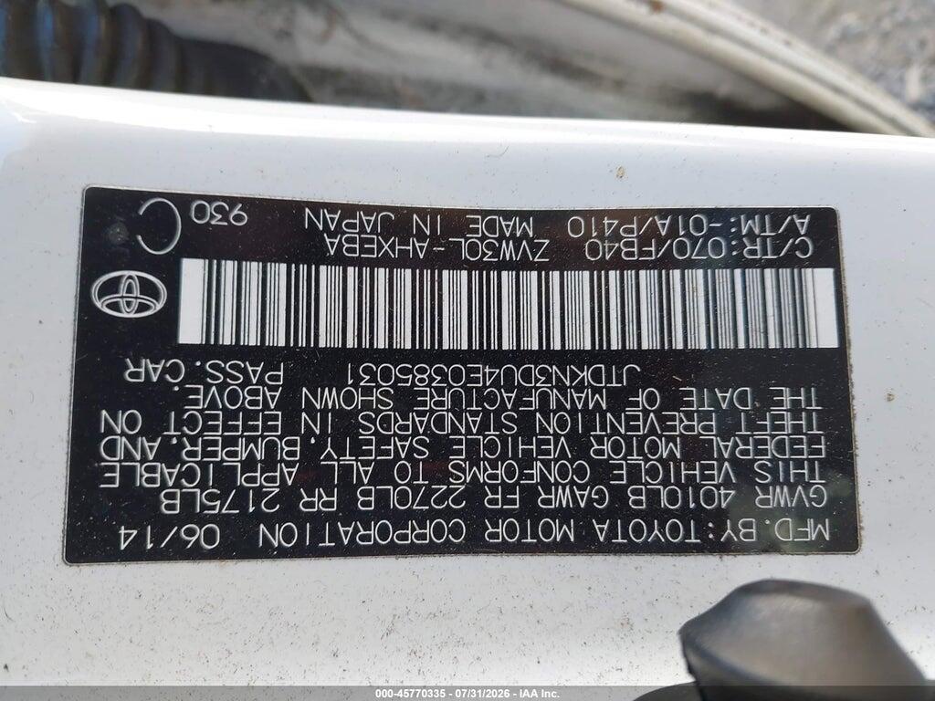 JTDKN3DU4E0385031 2014 TOYOTA PRIUS photo no. 9