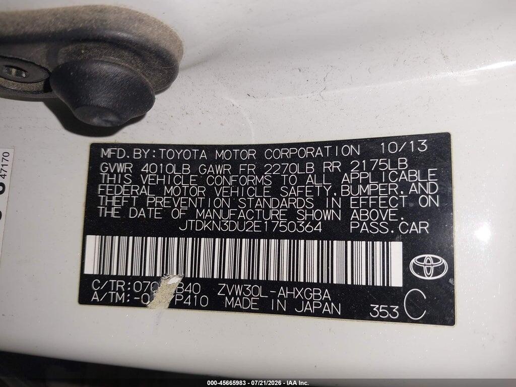 JTDKN3DU2E1750364 2014 TOYOTA PRIUS photo no. 9