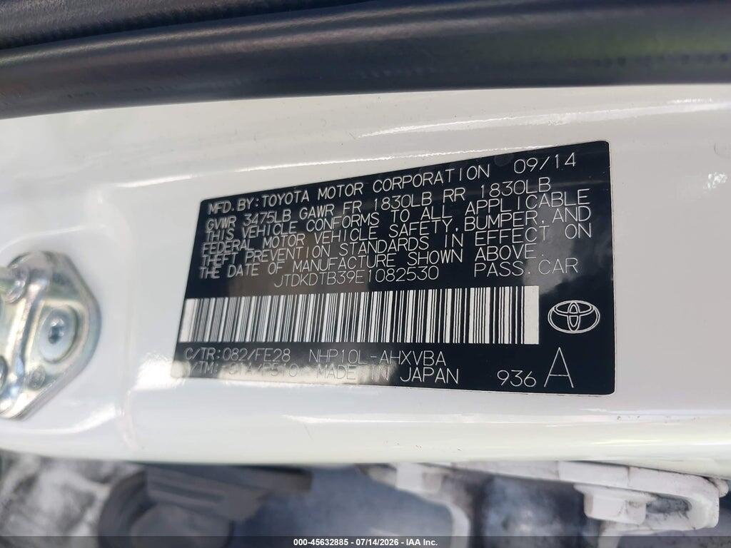 JTDKDTB39E1082530 2014 TOYOTA PRIUS C photo no. 9