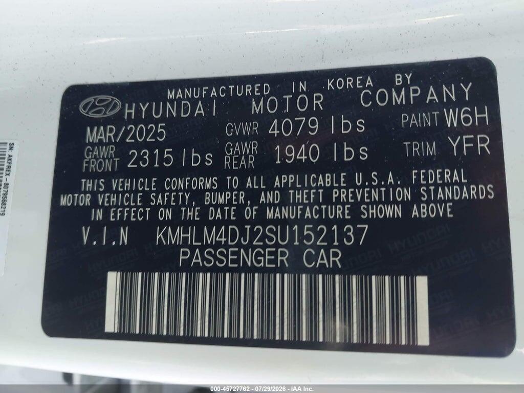 KMHLM4DJ2SU152137 2025 HYUNDAI ELANTRA HYBRID photo no. 9