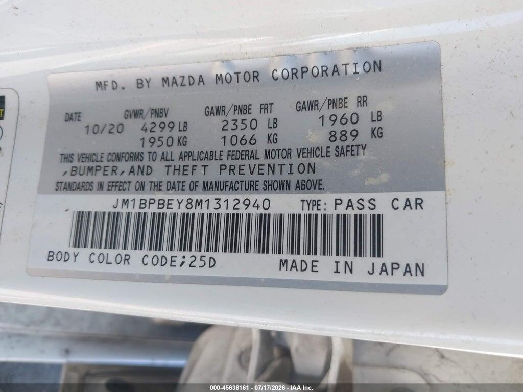 JM1BPBEY8M1312940 2021 MAZDA MAZDA3 photo no. 9