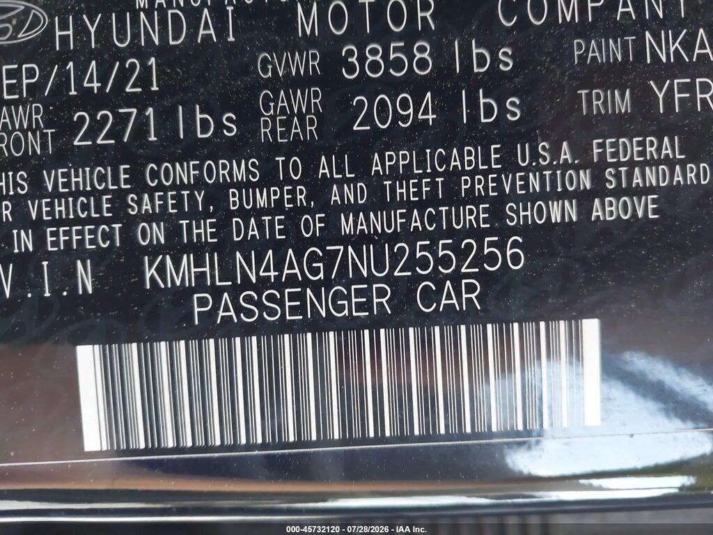 KMHLN4AG7NU255256 2022 HYUNDAI ELANTRA photo no. 9