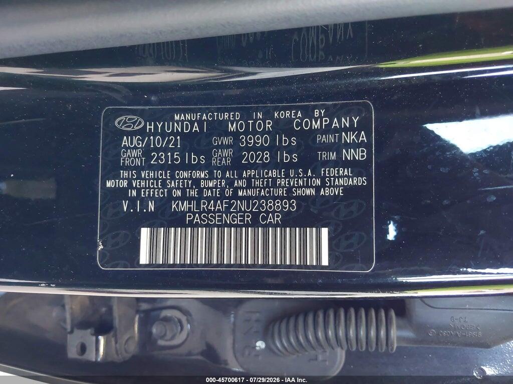 KMHLR4AF2NU238893 2022 HYUNDAI ELANTRA photo no. 9