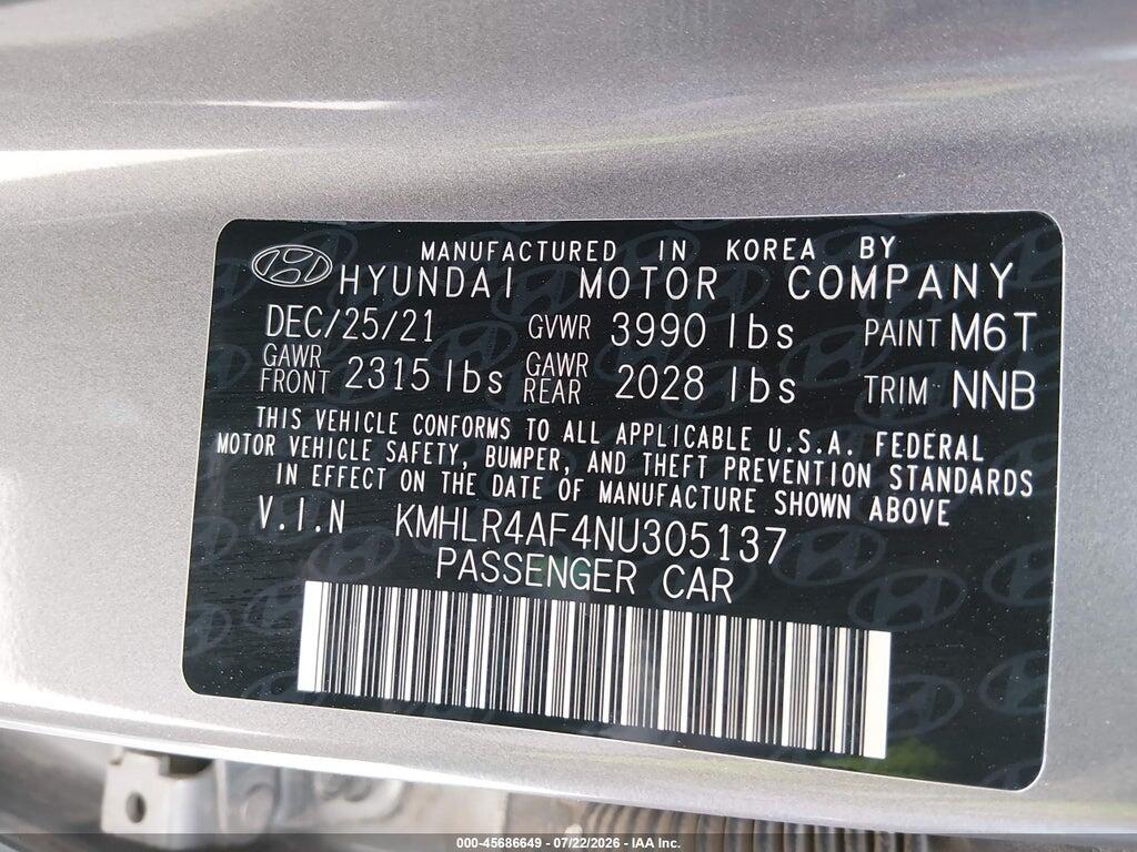 KMHLR4AF4NU305137 2022 HYUNDAI ELANTRA photo no. 9