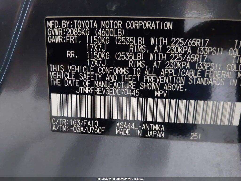 JTMRFREV3ED070445 2014 TOYOTA RAV4 photo no. 9