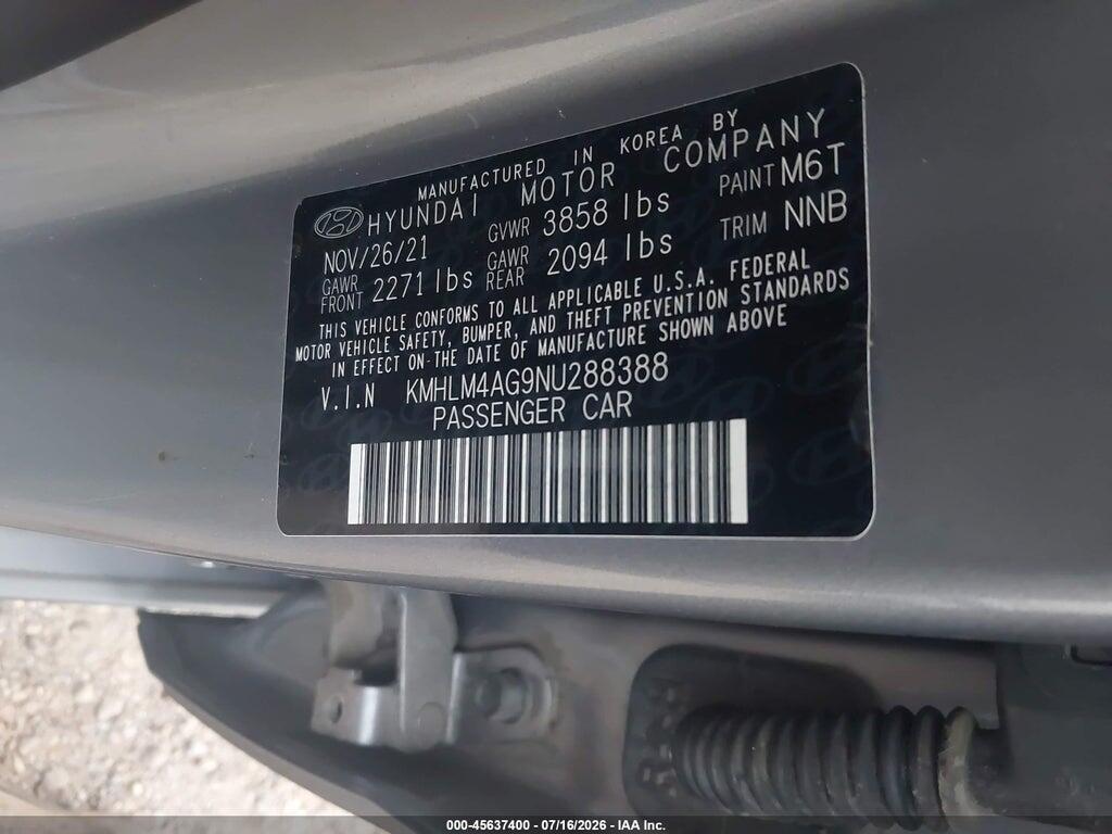 KMHLM4AG9NU288388 2022 HYUNDAI ELANTRA photo no. 9