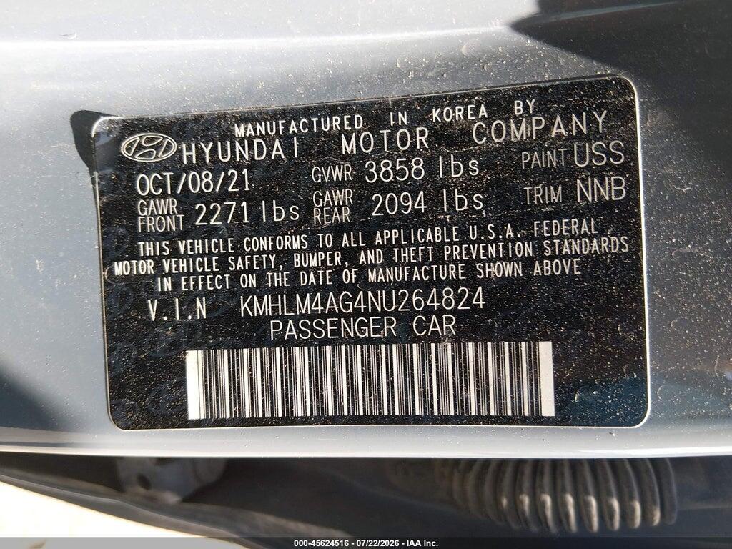 KMHLM4AG4NU264824 2022 HYUNDAI ELANTRA photo no. 9