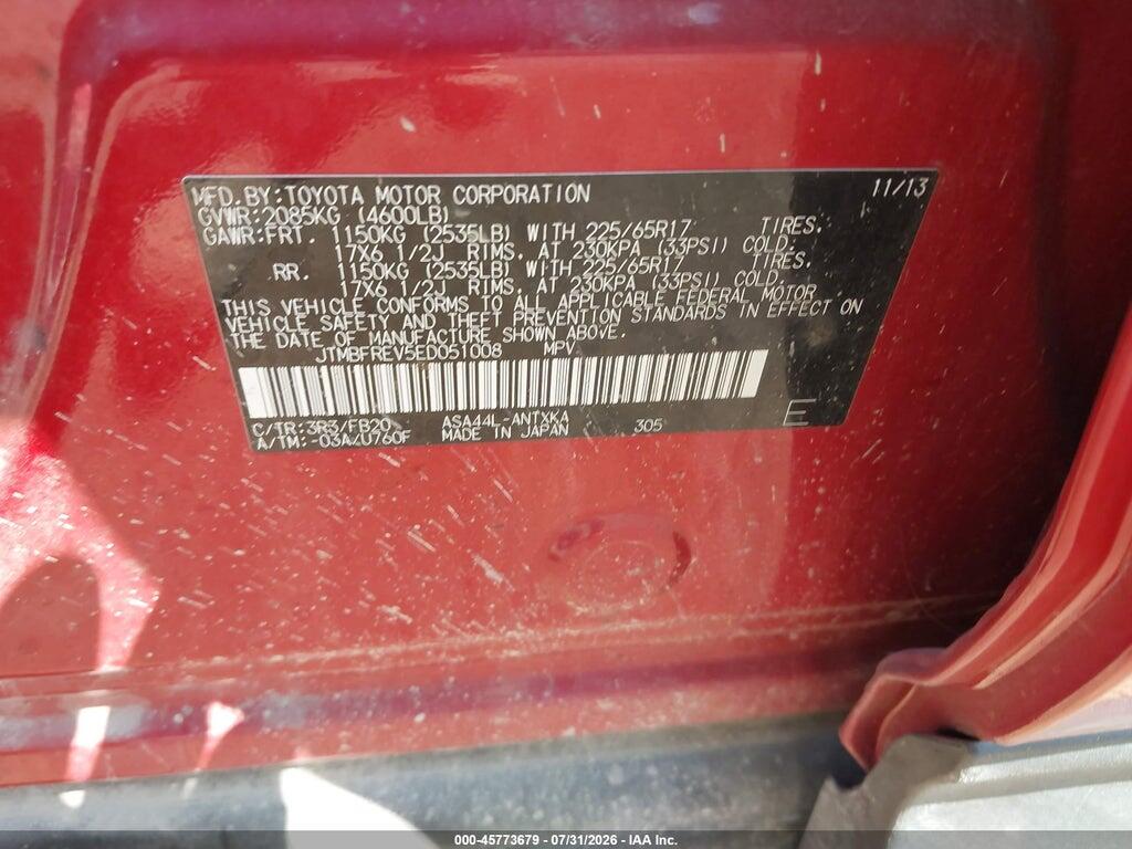 JTMBFREV5ED051008 2014 TOYOTA RAV4 photo no. 9