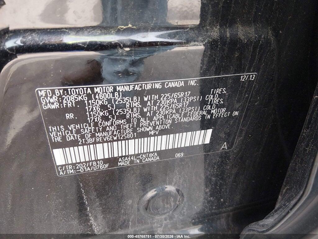 2T3BFREV6EW125801 2014 TOYOTA RAV4 photo no. 9