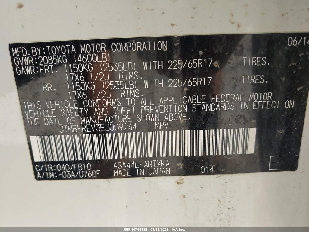 JTMBFREV3EJ009244 2014 TOYOTA RAV4 photo no. 9
