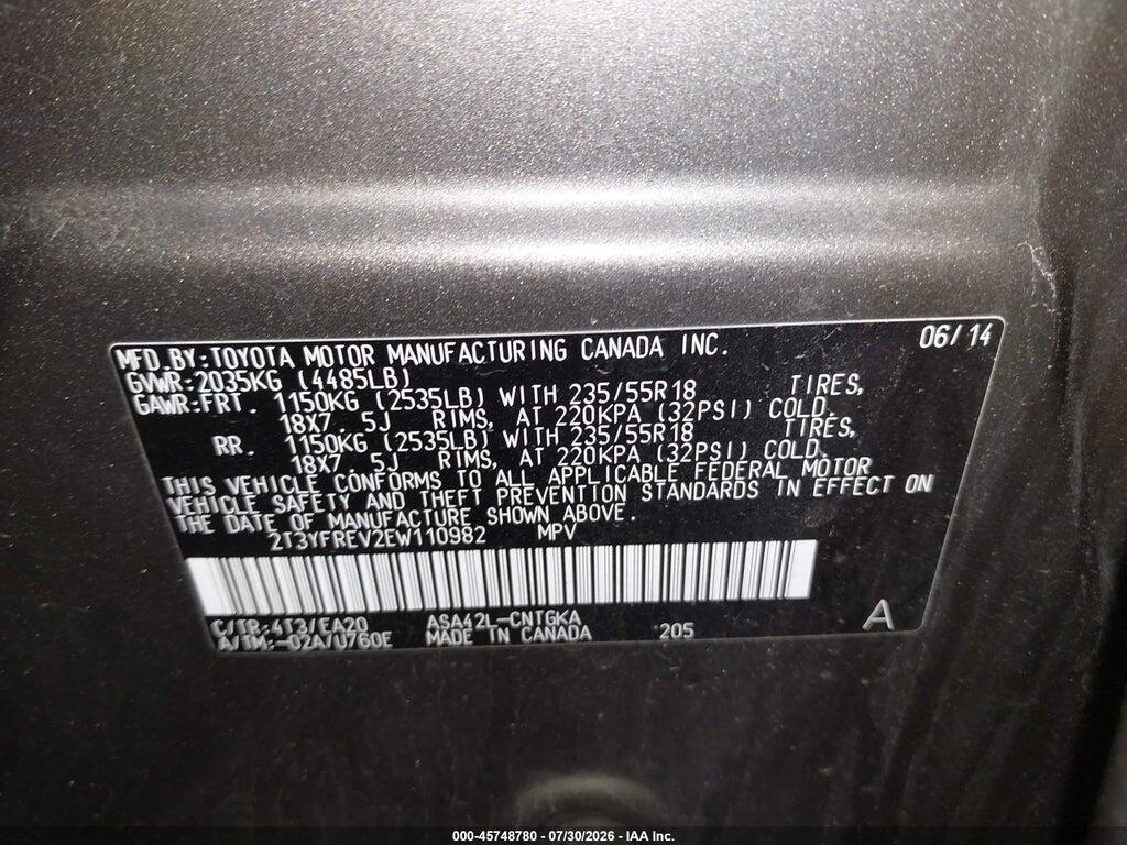 2T3YFREV2EW110982 2014 TOYOTA RAV4 photo no. 9