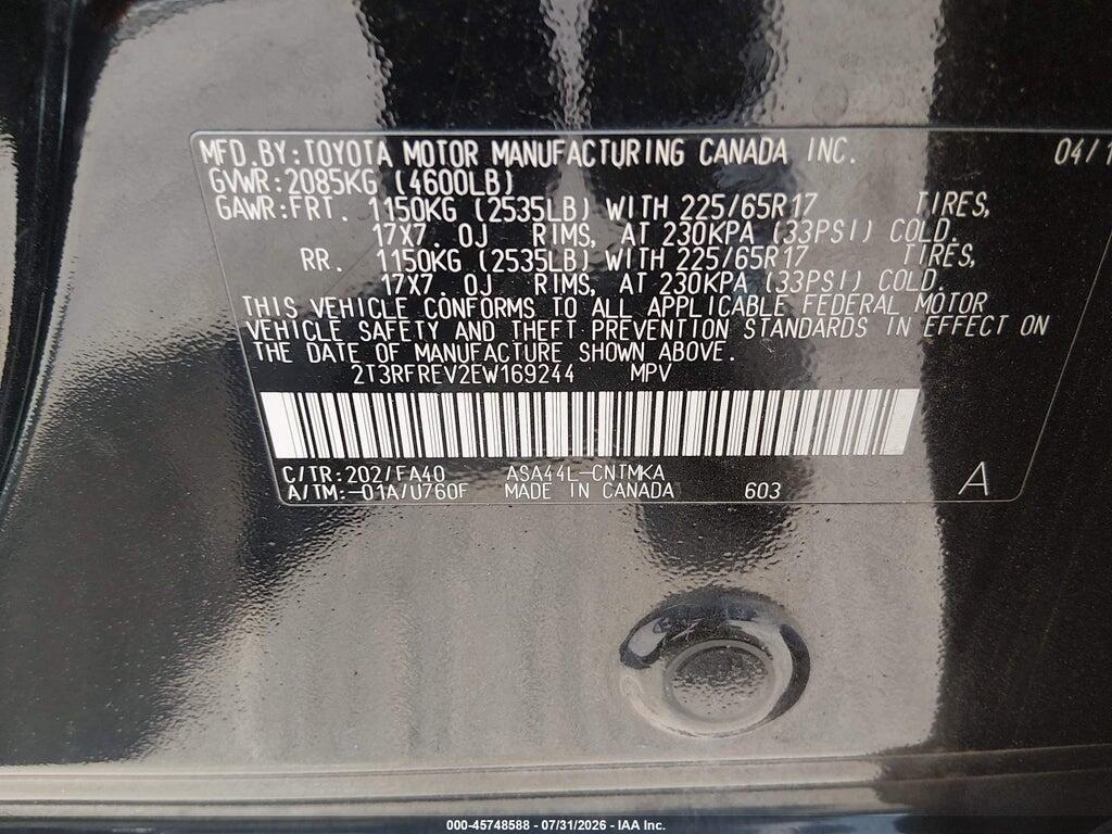 2T3RFREV2EW169244 2014 TOYOTA RAV4 photo no. 9
